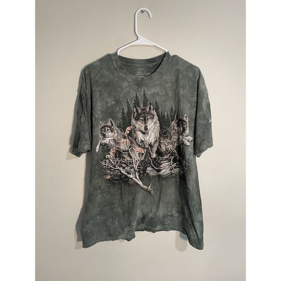 The Mountain Other - The Mountain Find 12 Wolves Forest Green Tie Dye Graphic Tee Mens XL T-Shirt USA